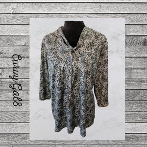 🔥 Last Chance 🔥 Untagged Blouse Vintage Y2K Green with Floral Design 1X y2k